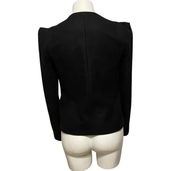 Maje XS Black Plum Contrast Front Snap Wool Cashmere Blazer - Picture 4 of 7